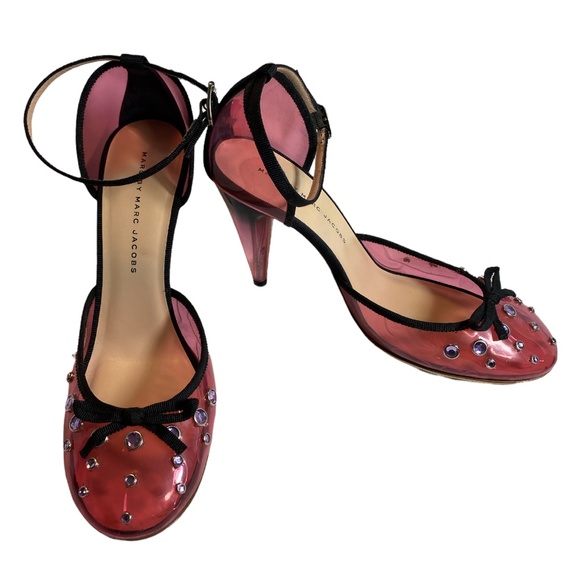 New Marc By Marc Jacobs Cinderella Heels Clear Pink Size 8.5 - Picture 5 of 6